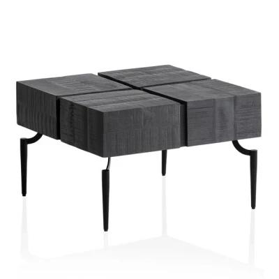 Abbildung von FINEBUY Couchtisch FB61216 (60x60x40 cm Mango Massivholz Quadratisch Cube), Sofatisch Kaffeetisch, Wohnzimmertisch Modern