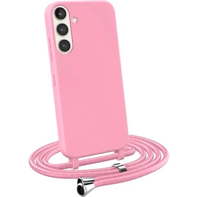 Abbildung von MyGadget Handykette für Samsung Galaxy S23 FE [ Hülle mit verstellbaren Band ] TPU Handyhülle Handyband zum Umhängen Kordel Schnur Case Schutzhülle Rosa
