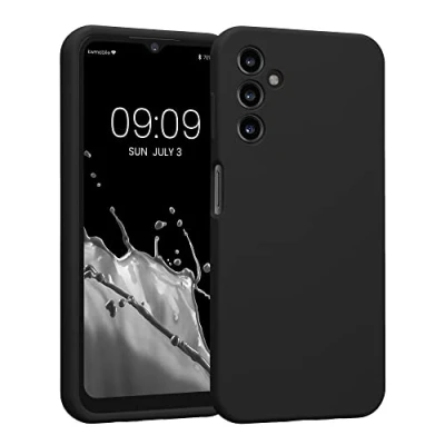 Abbildung von kwmobile Handyhülle kompatibel mit Samsung Galaxy A14 5G Hülle gummierte Handy Case aus Silikon in Schwarz matt