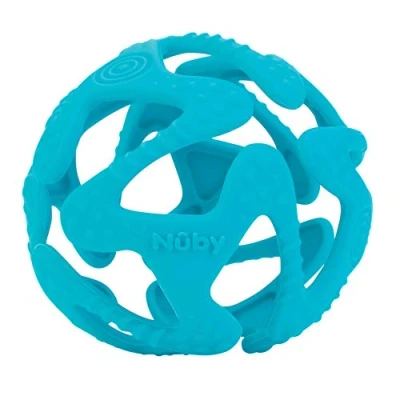 Abbildung von Nuby ID6836AQUA Spielzeug Beißball aus Silikon Aqua blau 3M+