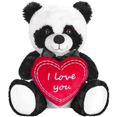 Abbildung von BRUBAKER Kuscheltier Panda Teddy Plüschbär mit Herz Rot I Love You (1 St., Geschenk Set), 25 cm Pandabär kleiner Teddybär Plüschteddy Schmusetier Stofftier Schwarz Weiß