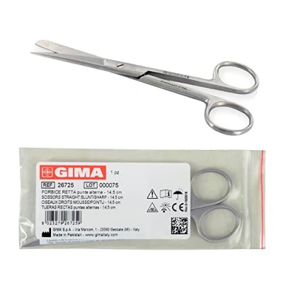 Abbildung von Gima Gerade Chirurgische Schere, Spitze/Stumpfe Ende, Länge 14.5 cm, aus Edelstahl