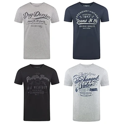 Abbildung von riverso T Shirt Herren Printshirt RIVLeon Regular Fit (4 tlg) Kurzarm Tee mit Rundhalsausschnitt aus 100% Baumwolle