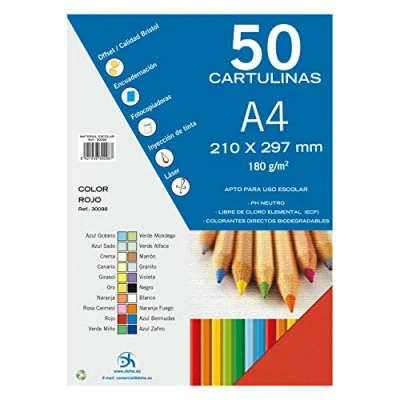 Abbildung von Dohe A4 Karton, rot, für Bastel und Druckarbeiten (50 Stück) 21 x 29,7 cm 180 g/m² Büromaterial