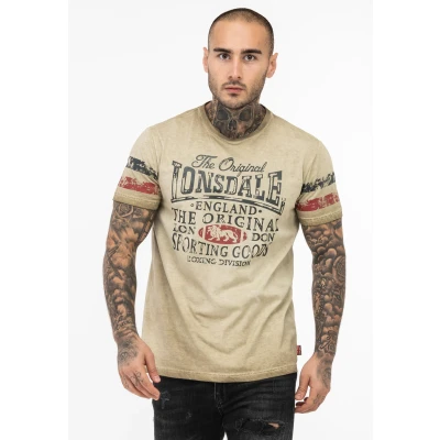 Abbildung von Lonsdale Normale Passform Skeld Tshirt print, Herren, Größe: XXL, Sand navy red
