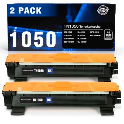 Abbildung von TN1050 Tonerkartusche Kompatible für Brother TN 1050 HL 1112 1110 1210W 1212 1212W 1112A DCP 1510 1810 1610 1910W 1512 MFC 1910 Toner Experte 2 Schwarz