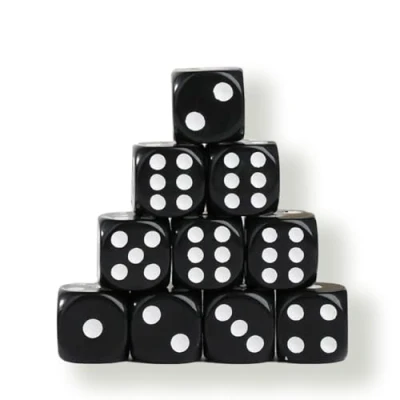 Abbildung von 10X Würfelset Schwarz 16mm Spielwürfel aus Acryl, 6 seitig für Tischspiele &amp; Zubehör