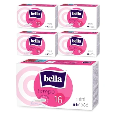 Abbildung von bella Tampo Tampons Mini: Mini mit Easy Twist System, 5er Pack (5 x 16 Stück), Damenhygiene perfekt für Anfängerinnen