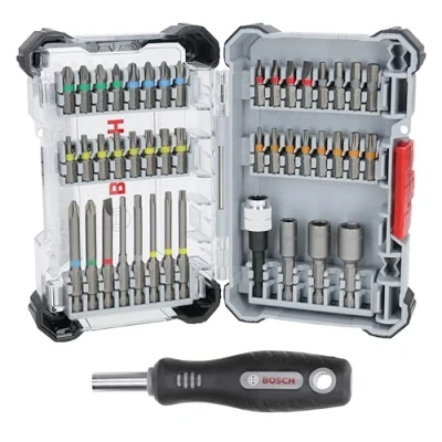 Abbildung von Bosch 45x Extra Hard Schrauberbit Set, 44+1‑tlg. (168 x 110,5 mm, Professional Zubehör Schraubendreher, Bohrschrauber)