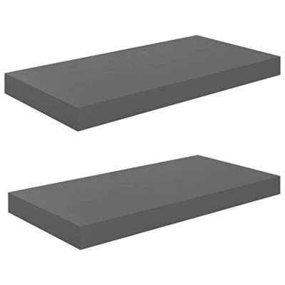 Abbildung von vidaXL 2X Wandregal Schwebend Hängeregal Wandboard Bücherregal Schweberegal Regalbrett CD DVD Regal Dekoregal Hochglanz Grau 50x23x3,8cm MDF