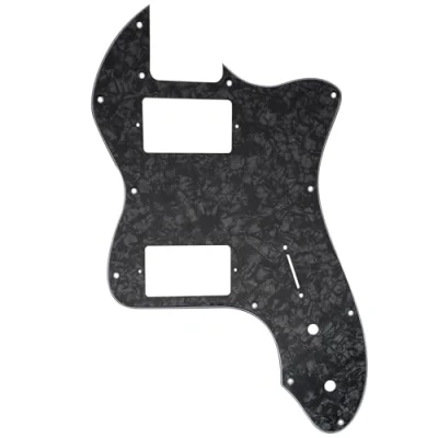 Abbildung von Musiclily Pro 12 Löcher Bedeckt HH Gitarren Schlagbrett Pickguard für USA/Mexico Fender 72 Tele Thinline Style E Gitarre, 4 lagig Black Pearl