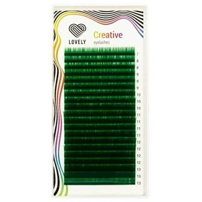 Abbildung von LOVELY Creative Einzelwimpern Grün für professionelle Wimpernverlängerung Wimpern Extensions mit C, D &amp; L Biegung Einzelne 20 Reihen, Biegung: Curl, Stärke: 0.07mm