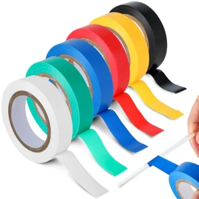 Abbildung von RMIVEGLIA 6er Pack isolierband farbig set, electrical tape, 16 mm x 15 m, insgesamt 90 wasserfestes klebeband, Ideal zum Spleißen von Draht und Kabelisolierungen.
