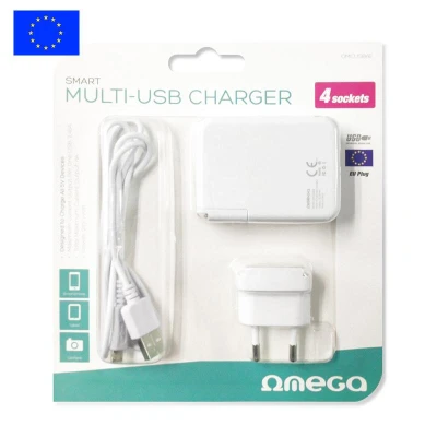 Abbildung von OMEGA Smart Multi USB Adapter für EU Steckdosen (100 240V), 4x 4000mA weiß