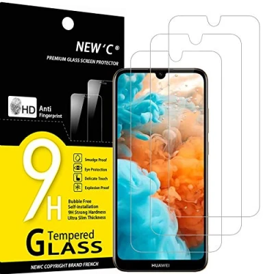 Abbildung von NEW&#039;C 3 Stück, Panzer Schutz Glas für Huawei Y6 2019, Prime (2019), Frei von Kratzern, 9H Härte, HD Displayschutzfolie, 0.33mm Ultra klar, Ultrabeständig