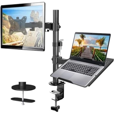 Abbildung von HUANUO Monitor Halterung mit Laptop Arm, für 13 32 Zoll Bildschirmhalterung 1 &amp; 17 Notebook, VESA 75/100