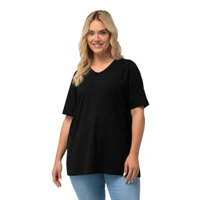 Abbildung von Ulla Popken, Damen, große Größen, T Shirt, A Linie, V Ausschnitt, Halbarm