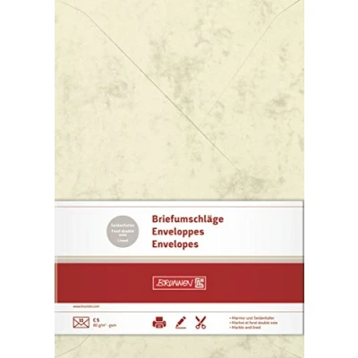 Abbildung von 5 x Brunnen Briefumschläge Marmor C5 Seidenfutter 80g/qm chamois VE=10