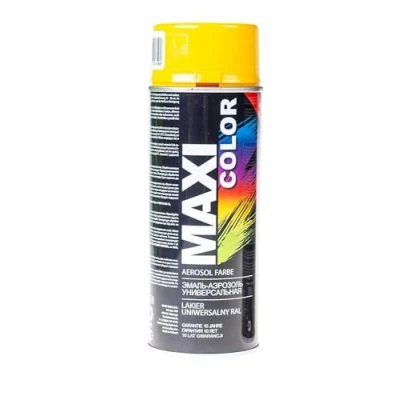 Abbildung von Maxi Color NEW QUALITY Sprühlack Lackspray Glanz 400ml Universelle spray Nitro zellulose Farbe schnell trocknender Sprühfarbe (RAL 1023 verkehrsgelb glänzend)