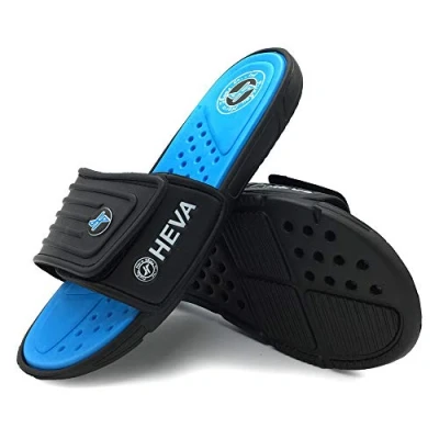 Abbildung von HEVA Slide Badeschuhe Herren Sommer Sandalen (42 EU Schwarz/Blau)