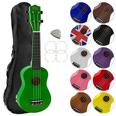 Abbildung von Mad About SU8 GR Sopran Ukulele in Grün mit einer GRATIS Gigbag, Pick und Ersatzsaiten großartig für Schulen Anfänger
