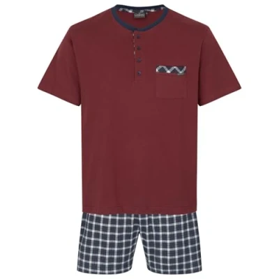 Abbildung von LAROG Schlafanzug Shorty chesapeake bay / checks (2 tlg) mit Knopfleiste und aufgesetzter Brusttasche