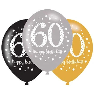 Abbildung von Luftballons 60 Jahre funkelnder Geburtstag 6 Stück