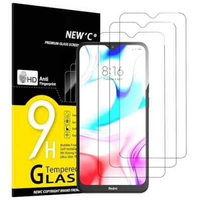 Abbildung von NEW&#039;C 3 Stück, Panzer Schutz Glas für Xiaomi Redmi 8, 8A, Frei von Kratzern, 9H Härte, HD Displayschutzfolie, 0.33mm Ultra klar, Ultrabeständig