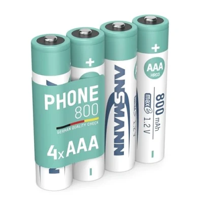 Abbildung von ANSMANN AG Telefon Akku AAA, 4 Stück, 800mAh 1,2V, DECT 800 mAh (1.2 V)