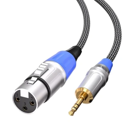 Abbildung von Tisino XLR auf klinke 3,5mm Mikrofonkabel, unsymmetrische Buchse aux Klinken stecker Adapter für Camcorder, DSLR Kameras, Computeraufzeichnungsgerät und mehr, 3m