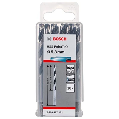 Abbildung von Bosch Professional 10 Stück HSS Spiralbohrer PointTeQ (für Metall, 5,3 x 52 86 mm, Zubehör Bohrschrauber)