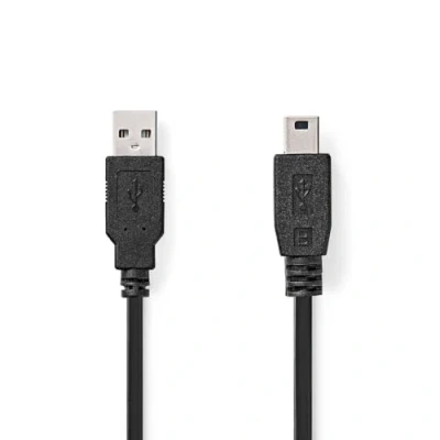 Abbildung von Nedis USB Kabel 2.0 A Stecker Mini B 5 pin 480 Mbps Vernickelt 1.00 m Rund PVC Schwarz Label