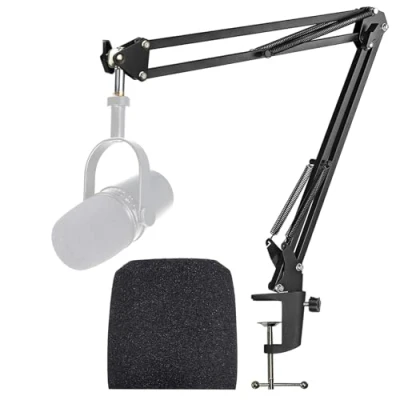 Abbildung von MV7 Mikrofon Arm mit Popschutz Mikrofonständer Windschutz Kompatibel Shure von YOUSHARES