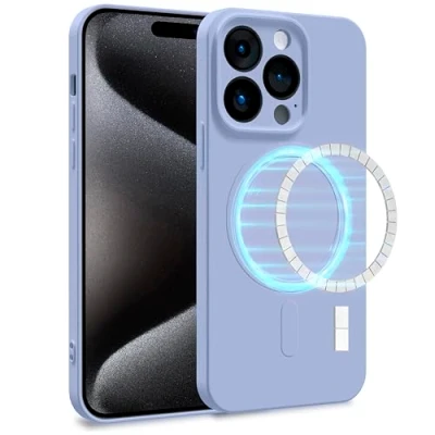 Abbildung von MyGadget Hülle für Apple iPhone 15 Pro [ kompatibel mit MagSafe ] Zweilagige Handyhülle Kameraschutz Cover Innenfutter &amp; Silikon außen Hell Blau