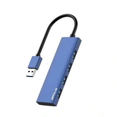 Abbildung von ANYPLUS USB Hub 3.0, Verteiler Aluminiumlegierung Ultra Slim Splitter, Tragbarer 4 Port Hubs, Mehrfachstecker für Laptop, PC, iMac, Surface Pro, MacBook, Flash Drive, XPS【Blau】