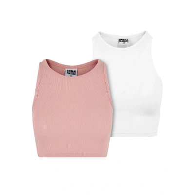 Abbildung von Urban Classics Cropped 2PACK Top, Damen, Größe: XXL, Lemonadepink white