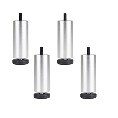 Abbildung von 4 Stück Aluminiumlegierung, Sofafüße, Möbelfüße, Höhenversteller, Schrankersatzbeine, Schrankstützbeine, Möbelbein mit Gewinde M8 (gold/schwarz/silber) (silberfarben) 20 cm)