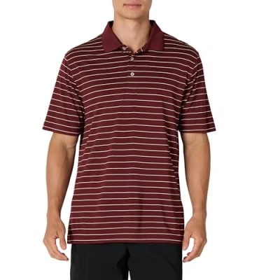 Abbildung von Amazon Essentials Herren Golf Polo Shirt, Schnell Trocknend, Normale Passform, Dunkles Burgunderrot, XXL