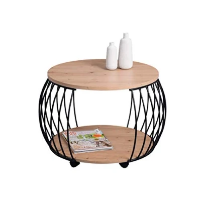 Abbildung von M2 Kollektion Couchtisch PEKING, Ø 60 cm, mit Rollen, Ablage
