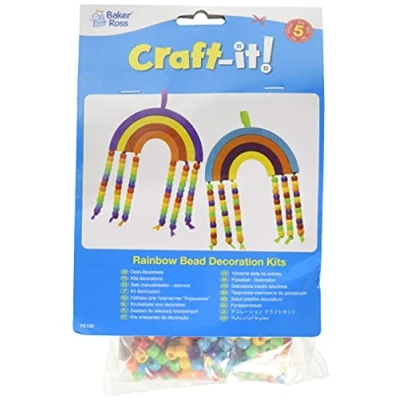 Abbildung von Baker Ross FE186 Regenbogenperlen Bastelset, 5 Stück, kreative Kunst und Bastelaktivitäten für Kinder zum Basteln Dekorieren
