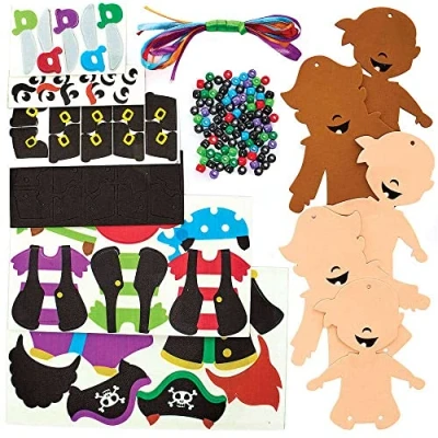 Abbildung von Baker Ross FC901 Moosgummi Piraten Bastelset mit Perlen 5er Pack, Set für Kinder zum Basteln und Dekorieren, Ideal Kindergeburtstag Basteln, Mittel