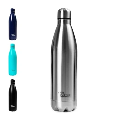 Abbildung von Edelstahl Trinkflasche Otto Koning Doppelwandige Vakuumisolierte Thermoskanne. Hält kalte Getränke 24 Stunden und heiße 12 Stunden. Auslaufsichere Thermosflasche BPA frei