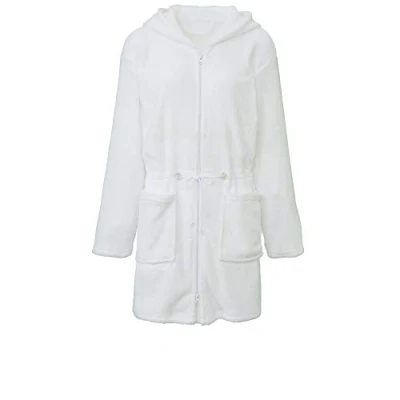 Abbildung von CelinaTex Bademantel Morgenmantel Damen Flanell Kapuze Reißverschluss Famous XL weiß, Polyester