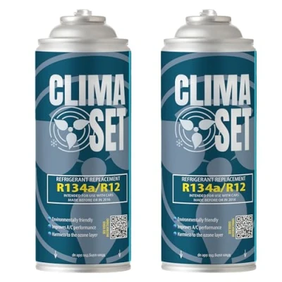 Abbildung von ClimaSet R134a kältemittel Ersatzgas Kühlmittel Klima Auto Gasflasche 2x170 g Klimaanlage Nachfüllset Wohnmobil ECO Refill Dose