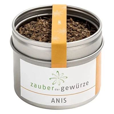 Abbildung von Zauber der Gewürze Anis ganz, Anissamen, als Anistee oder Gewürz, zum Backen und Kochen, 100% naturrein, Spitzenqualität in wiederverschließbarer Aroma Dose, 45 g