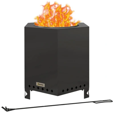 Abbildung von Feuerschale rauchfrei Tischfeuer Feuerstelle mit Schürhaken für Garten