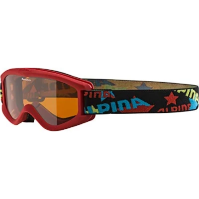 Abbildung von ALPINA ‎A7076 CARVY 2.0 Beschlagfreie, Extrem Robuste &amp; Bruchsichere Skibrille Mit 100% UV Schutz Für Kinder, red matt, One Size