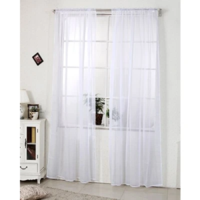 Abbildung von Gardine VH6062ws 2, Woltu, (2 St), halbtransparent, Vorhang mit Kräuselband Stores Voile