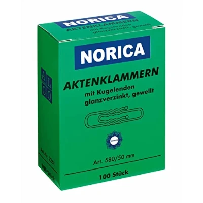 Abbildung von NORICA Büroklammer, 50 mm, verzinkt, rund/gewellt, 100 Stück