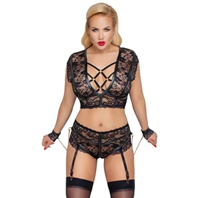 Abbildung von BH plus Straps Slip ouvert inklusive Handfesseln